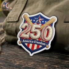USA 250th Anniversary Baseball Patch, 1776-2026, 250 Years of Freedom America