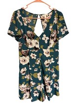 Leith Teal and Floral Patterned Romper