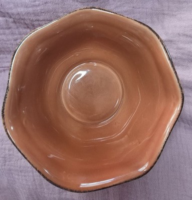 Tastefully Simple Burnt Orange Stoneware Heptagon Serving Bowl. 5 Inch Diameter