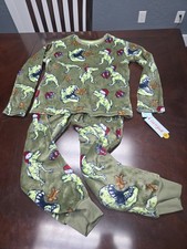 Cat  Jack Long Sleeve Fleece 2 Pc T Rex Pajamas Sz L 10 12 Christmas Fun Cuddly