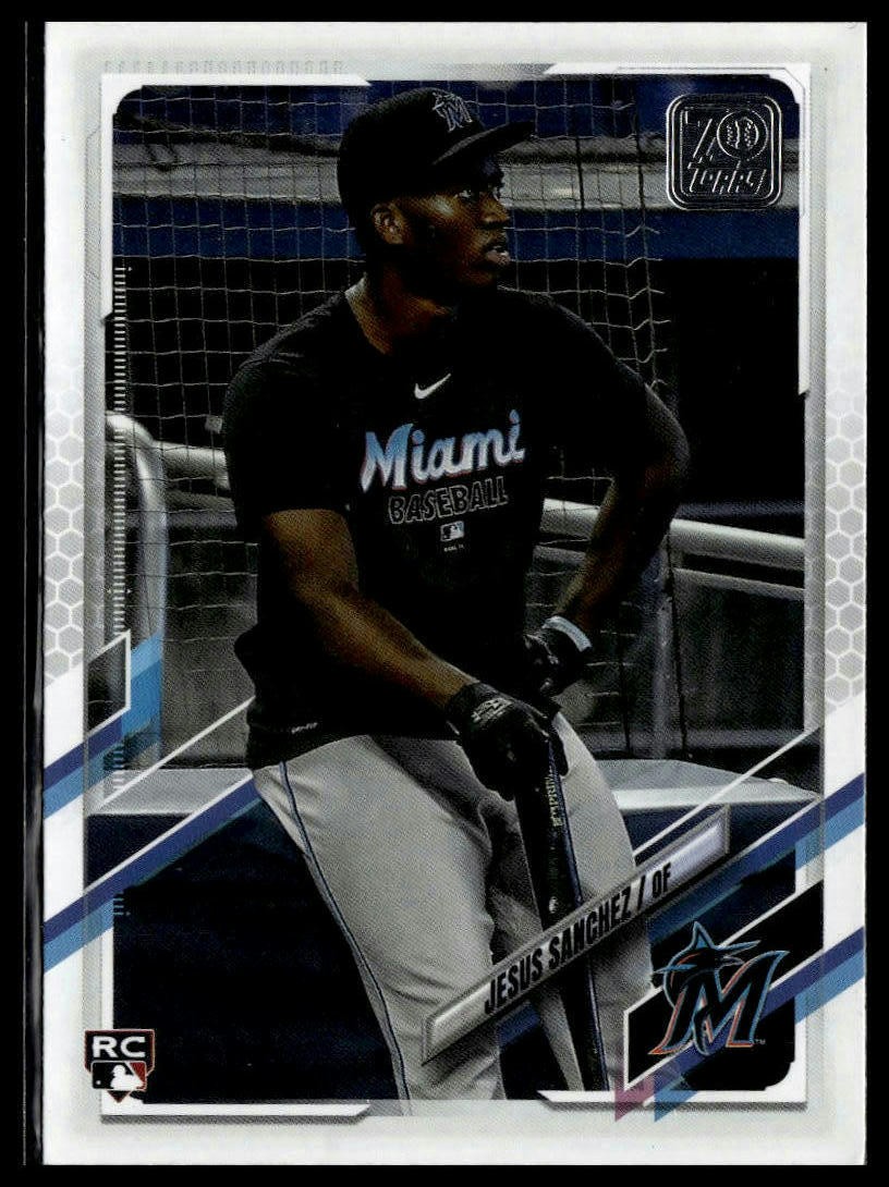 2021 Topps #269b Jesus Sanchez Marlins t-shirt holding bat
