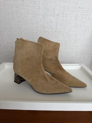 AGL Tan Suede Boots with Leopard Print Heel