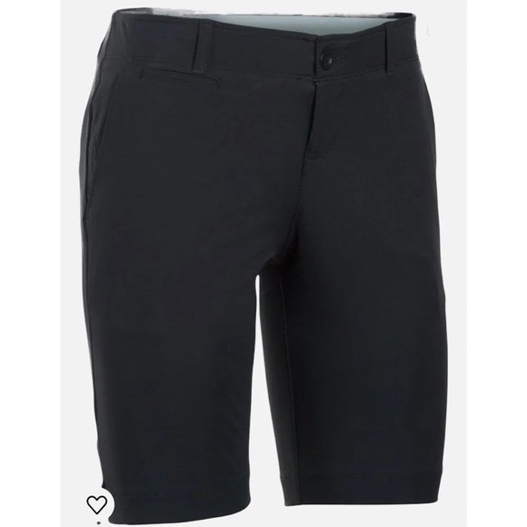 Under Armour Women’s Fitted Shorts Size 4 HeatGear Black Flat Front Pockets Golf thumbnail 4