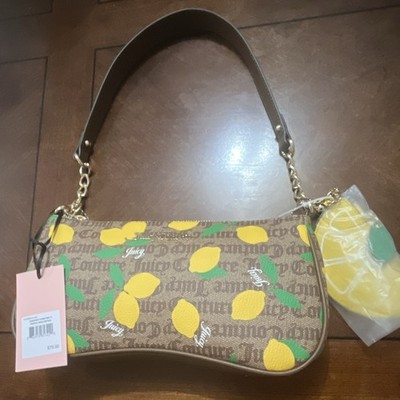 Juicy Couture Small Fruit Monogram Shoulder Bag w/ Lemon Charm Zip Chain