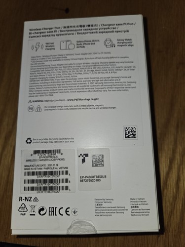 SAMSUNG 9W Wireless Charger Duo w/ USB C Cable, Charge 2 Devices at Once/new - Picture 2 of 2