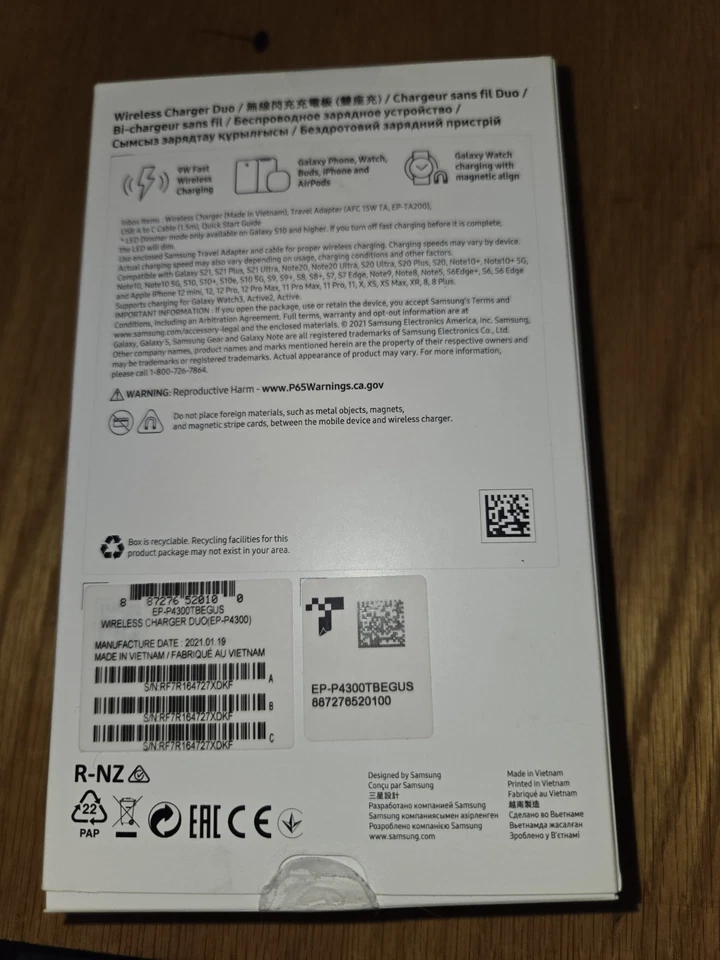 SAMSUNG 9W Wireless Charger Duo w/ USB C Cable, Charge 2 Devices at Once/new - Image 2 of 2