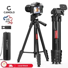 CAMOLO Phone Tripod 67" Camera DSLR For Camera/Phone/Vlog Camera W/ Travel Head