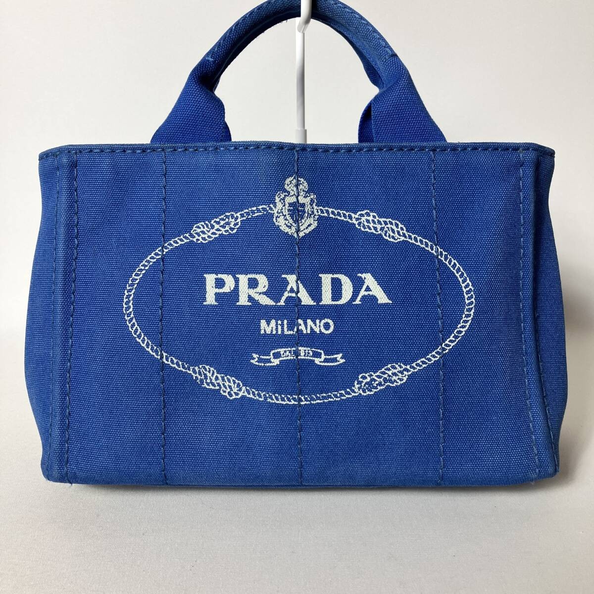 Prada Canapa 710B411 Blue Canvas Shoulder Bag Vintage Authentic thumbnail 2