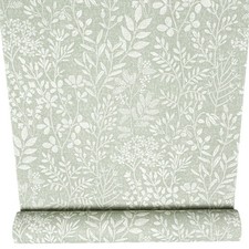 Green Floral Wallpaper Textured Vinyl Slightly Imperfect Feature Wall Bedroom