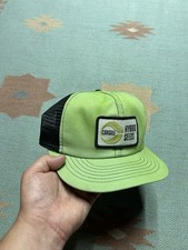 Vintage trucker hat mesh cap swingster cargill seed patch farm faded green USA