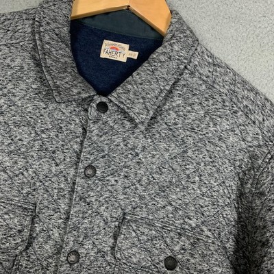 Faherty Epic CPO Shirt Jacket Men's XXL 2XL Carbon Melange Snap Quilted Shacket