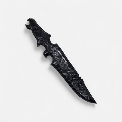 12'' Handmade Black Obsidian Knife   Artisan Carved Volcanic Glass Blade.