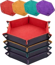 SIQUK 4 Pieces Dice Tray Set Foldable Orange, Yellow, Cyan and Violet 