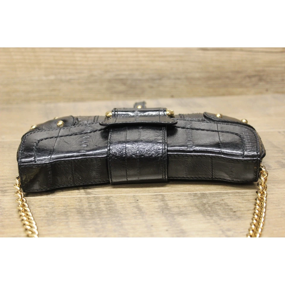 Bolso Baguette de Hombro Dolce & Gabbana Vintage Cuero Piel de Anguila Negra Anillo en D Foto 4 de 4