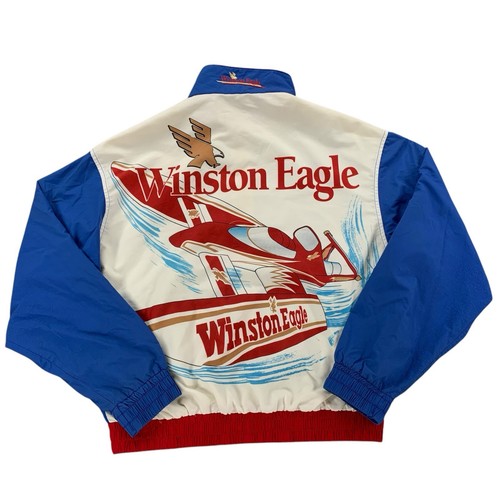 Vintage Swingster Winston Eagle Hydroplane Racing Zip Up Jacket Size Large Blue - Picture 2 of 15