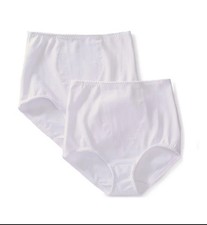 Bali X037 Light Control Stretch White Cotton Brief Panty - 2 Pack Size XXL