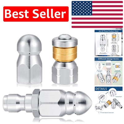 #ad #ad Versatile 3 Pc Sewer Jetting Nozzle Kit for 1 4#x27;#x27; Connectors Rust Resistant $28.49