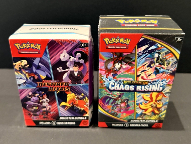 LOT of 2 Sealed Pokémon Booster Bundles Destined Rivals + Chaos Rising 189052