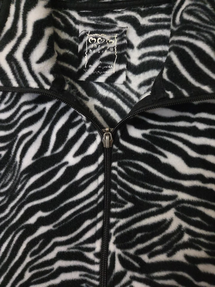 Chaleco Mujer Estampado Animal Usado Talla Grande Blanco y Negro con Bolsillos Foto 3 de 4