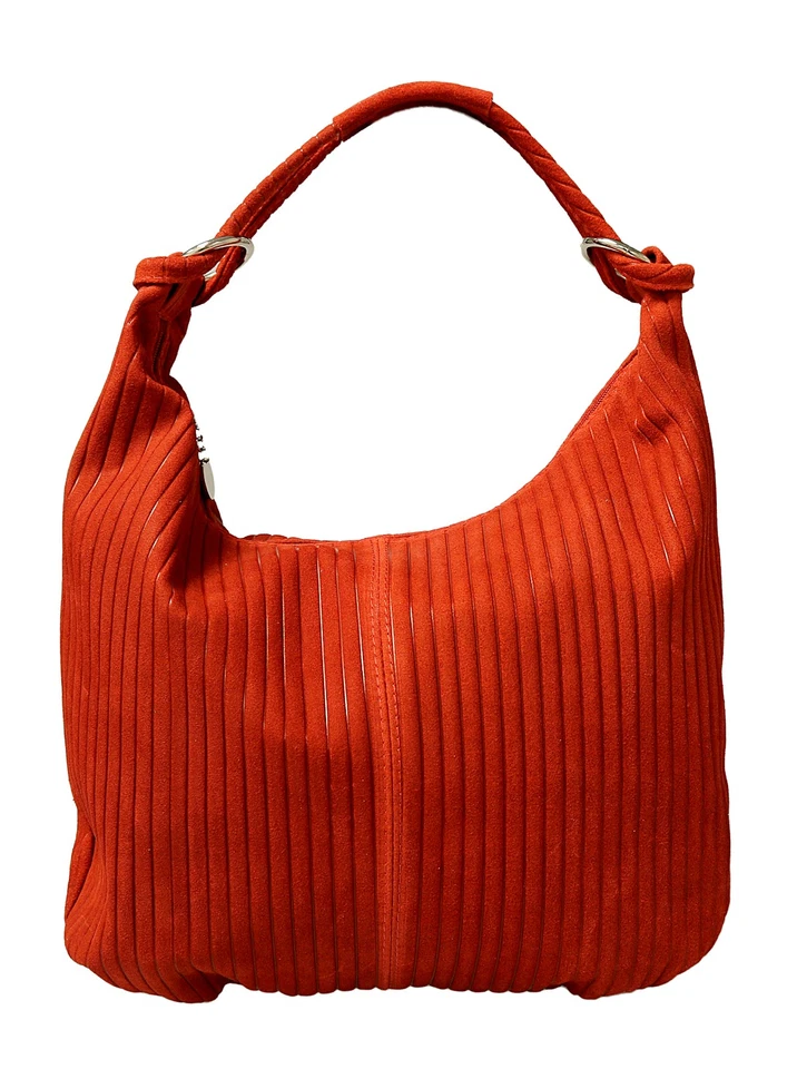 Bolso de Hombro Pierre Cardin Cuero Rojo Grande Hobo Gamuza Relajada Foto 4 de 4