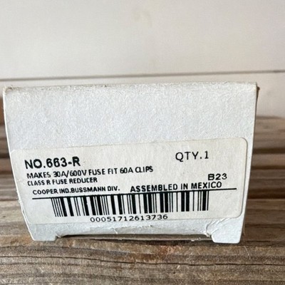 Buss 663-R Class R Fuse Reducer 30A 600V for 60A Clips Branch Circuit
