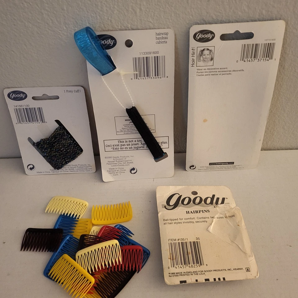 De Colección Y2K Lote BUENOS Peines para el Cabello Niños Adultos Envoltura para el Cabello Cintas Puño de Poni Horquillas Nuevo de Lote Antiguo Foto 2 de 4