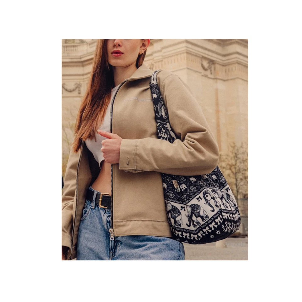 Bolso de Mano NaRaYa Thai Chang # Azul Oscuro Bolso Holgado Curvo Bolso de Hombro Bolso de Tela Foto 4 de 4