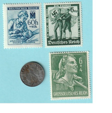 German Original  WW2  -- Stamp and Coin Lot  --  Rare