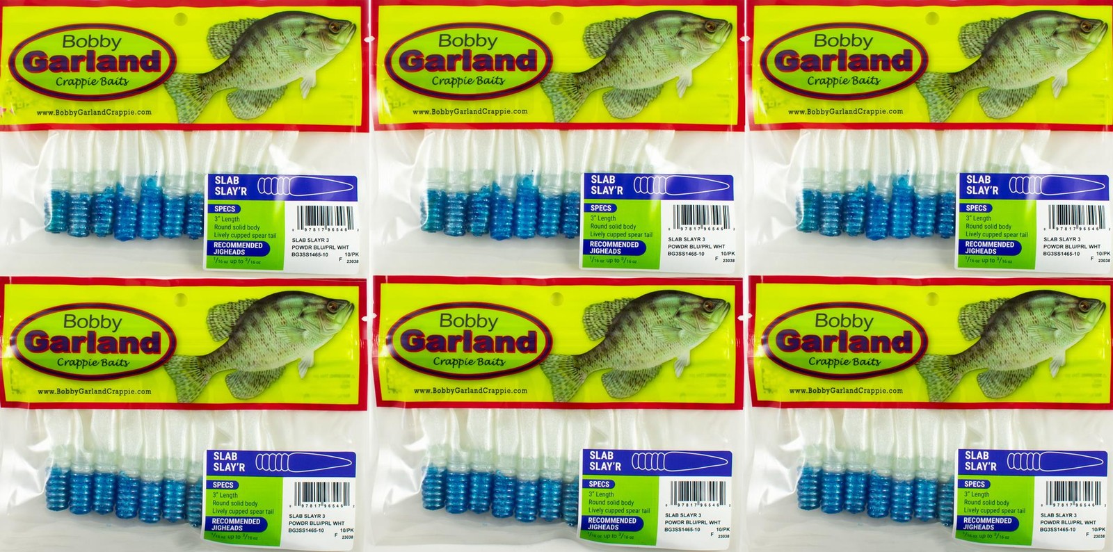 Bobby Garland Slab Slay'r Crappie Baits - Pack Of 10, 3-Inch Blue/Green Soft Plastic Lures - View #6