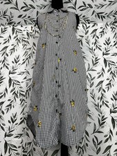Mile Gabrielle Button Down Sunflower/Sundress Sz S Embroidery Summer Pockets