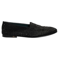 DOLCE & GABBANA Shoes Black Rhinestone Embellished Loafers EU43 / US10 3380usd