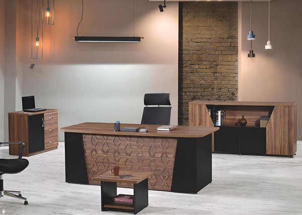Schreibtisch KomplettbüRo BüRotisch BüRomöBel Set 4Tlg Holz Braun BüRo-image