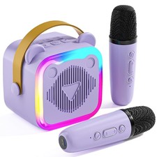 Mini Karaoke Machine for : Portable Singing Toys Speaker with 2 Wireless Micr...