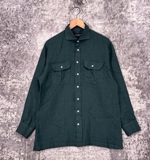 Spier & Mackay Shirt 15.5 / Medium Mens Contemporary Fit Emerald Green Linen