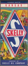 Skelly Gasoline Road Map State of Kansas 1960