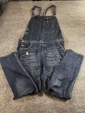 Asos Men's Bib Overalls 40x32 Blue Denim Coin Pockets Double-Front Straight Leg