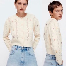 ZARA FLORAL EMBROIDERY CARDIGAN, Blogger fav Size M