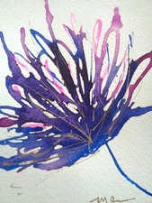 One Of A Kind - Original VIOLET ABSTRACT FLOWER FLORAL  Painting