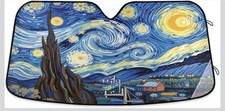 Front Windshield Sun Shade Starry Night Over The Rhone Folding Sun,Starry M Size