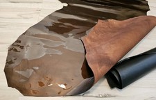 BRUNETTE BROWN SHEEPSKIN LAMBSKIN LEATHER HIDE PANEL,SHEET,SQUARE,12x12 PATENT