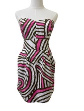 NWT Walter Baker Strapless Geometric Mini Dress with Pockets Lined Pink Size M
