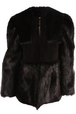 CHLOE BLACK FUR COAT FR 36 UK 8