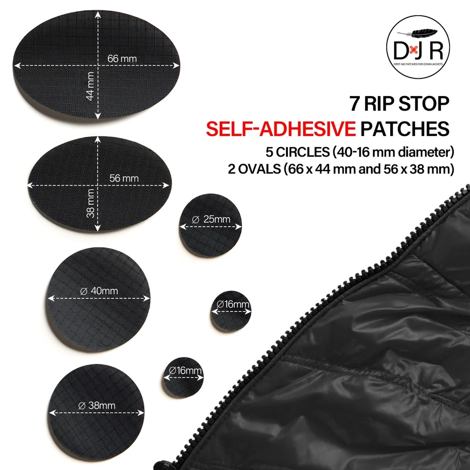 Kit de parches de reparación de chaqueta de plumón - Autoadhesivo impermeable fijación de nailon - ¡27 colores! Foto 3 de 4
