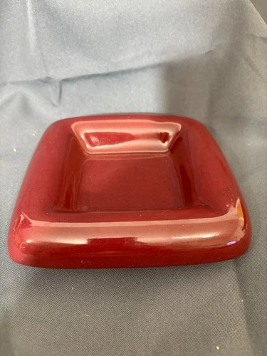 Haeger Pottery Oxblood VTG Rolled Edge 7" Square Trinket Dish Ashtray