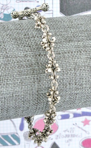 Novica Sterling Silver 925 Granulated Bali Crest Link Bracelet - Picture 7 of 13