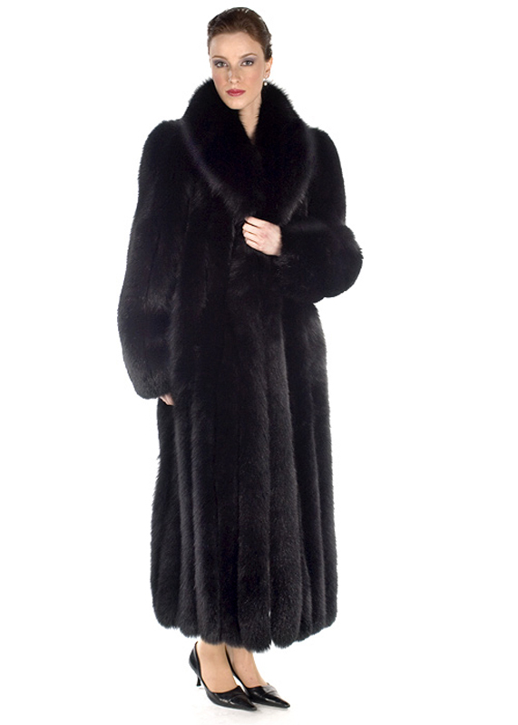 Womens Plus Size Full Length Long Fox Fur Coat Real Fur - Black | eBay