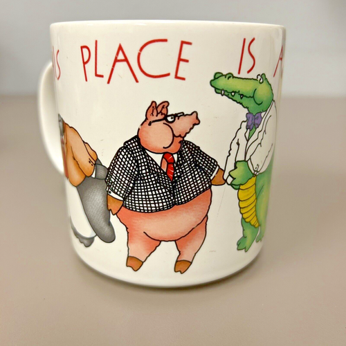 THIS PLACE IS A ZOO Workplace Humor Mug Animals Wearing Clothes Cup by Russ 8oz - Picture 3 of 8