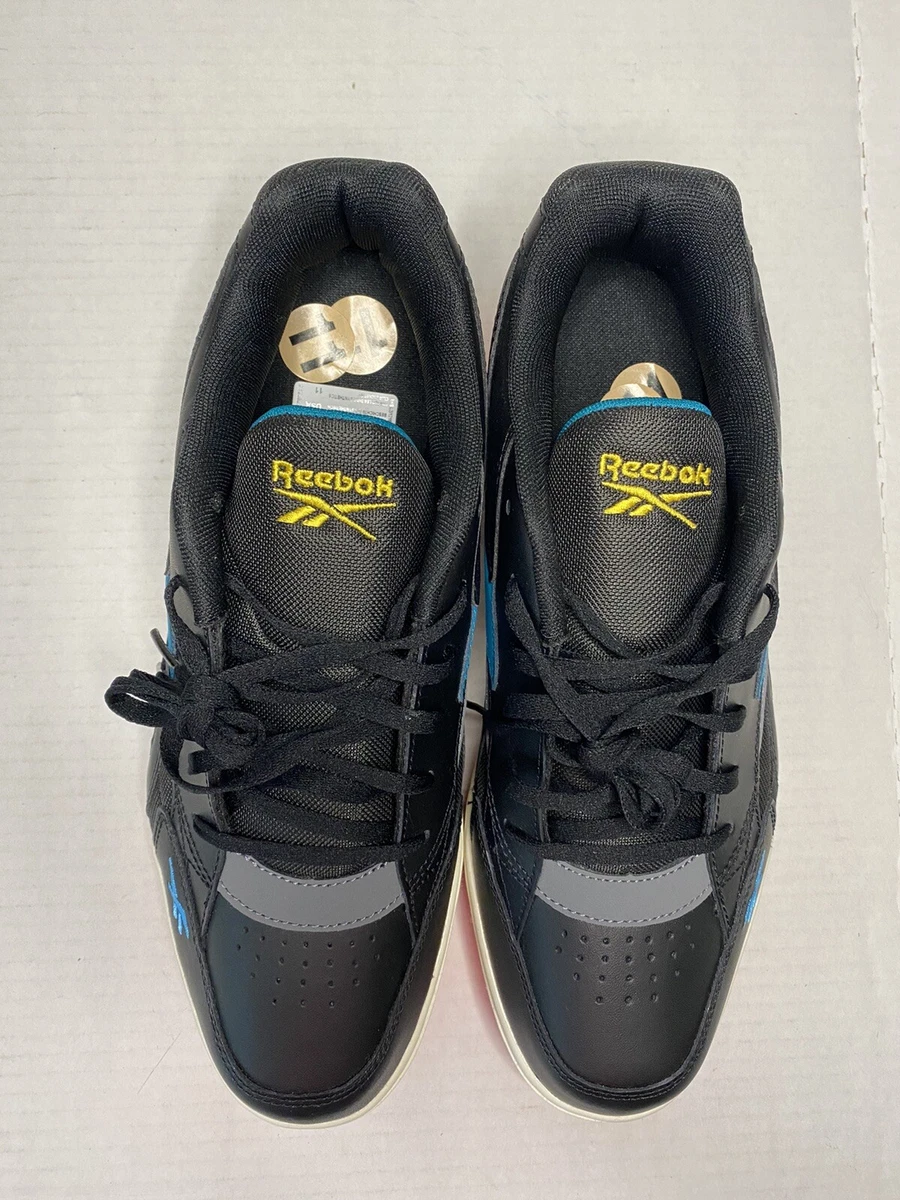 Reebok Court Double Mix Shoes Black Leather Upper Chunky Outsole Sneakers Sz 11