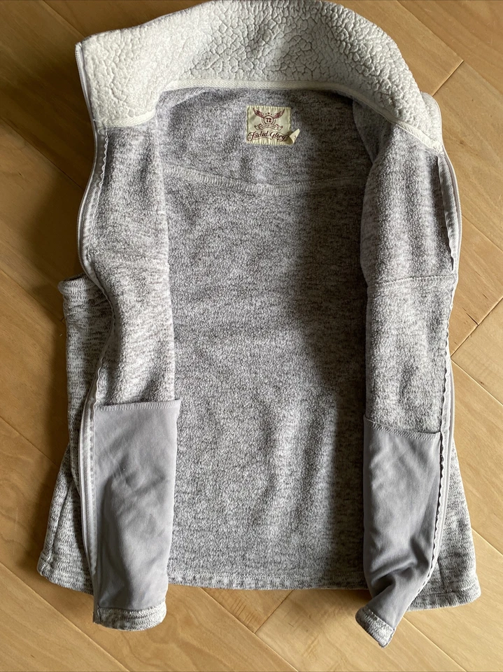 Faded Glory Junior Vest Zip Sherpa Collar S (4-6) Knit Soft Silver Warm Cozy - Image 3 of 4