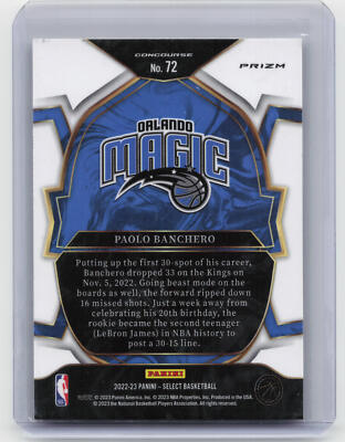 2022-23 Panini Select #72 Paolo Banchero Silver Prizms | eBay